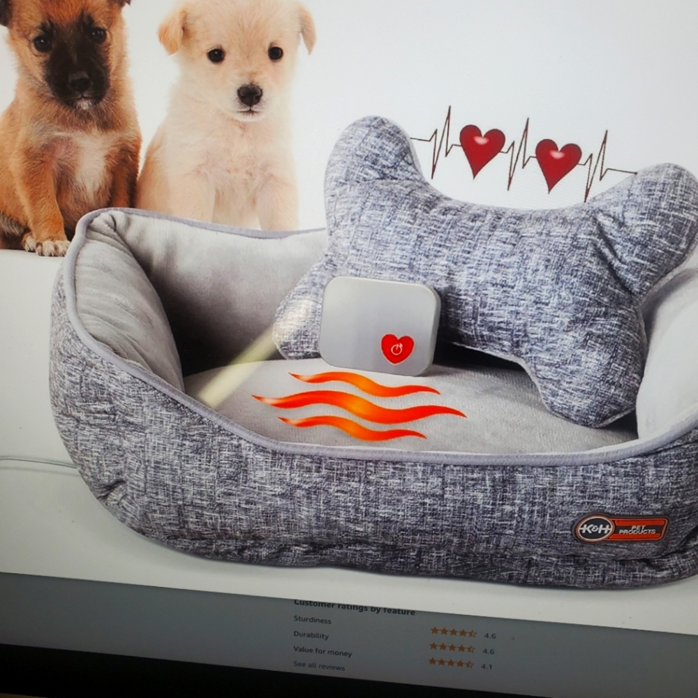 Heated Soothing Heartbeat Puppy/Dog Bed